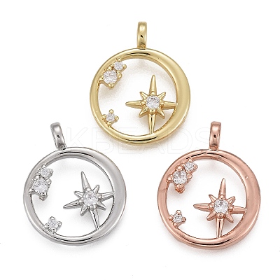 Brass Micro Pave Clear Cubic Zirconia Pendants KK-F821-18-1