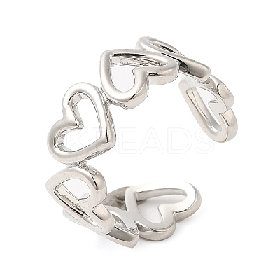 Rack Plating Brass Open Cuff Ring  for Women RJEW-Q770-30P-1