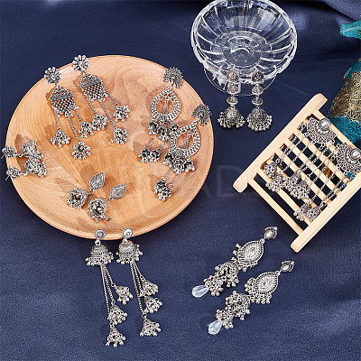 8 Pairs 8 Style Zinc Alloy Dangle Stud Earrings for Women EJEW-AN0003-17-1