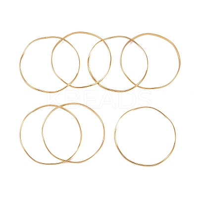 7Pcs PVD Vacuum Plating 304 Stainless Steel Wave Bangles Set for Women BJEW-A011-10C-G-1