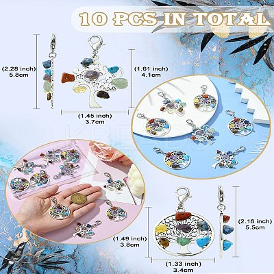 10Pcs 2 Styles Tibetan Style Alloy Pendant Decorations HJEW-CJ0001-17-1