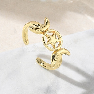 Brass Cuff Open Rings for Women RJEW-L343-10G-1