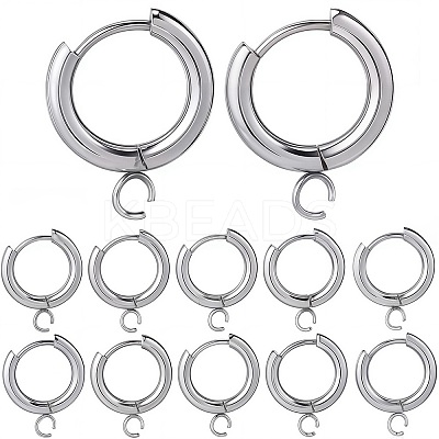 12Pcs 201 Stainless Steel Huggie Hoop Earring Findings STAS-SC0007-98P-1