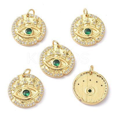 Brass Clear and Green Cubic Zirconia  Pendants ZIRC-C024-30G-1