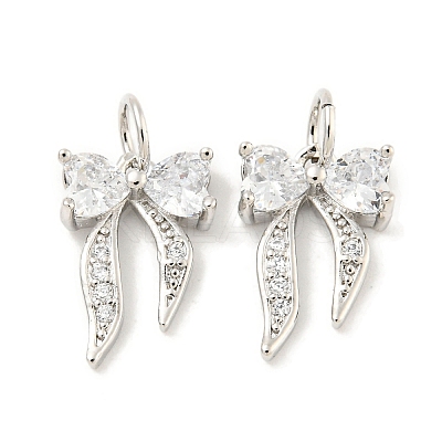 Rack Plating Brass Micro Pave Clear Cubic Zirconia Pendants KK-B093-01F-P-1