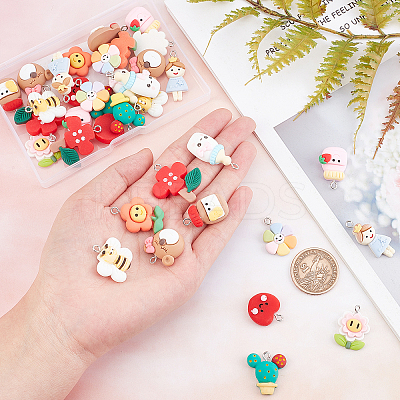 36Pcs 12 Style Resin Pendants RESI-SC0002-14-1