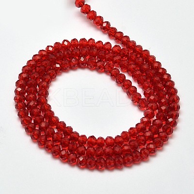 Faceted Rondelle Transparent Glass Beads Strands X-EGLA-J134-3x2mm-B02-1