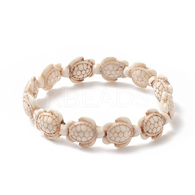 Dyed Synthetic Sea Turtle Beaded Stretch Bracelets for Women BJEW-JB09934-02-1
