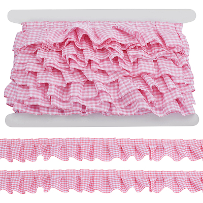 10 Yards Polyester Ruffled Pleated Tartan Lace Ribbon OCOR-PH0005-22B-1