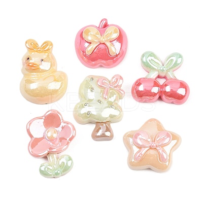 Electroplate Opaque Resin Cabochons RESI-B043-03-1