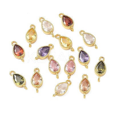 Brass Pave Cubic Zirconia Connector Charms KK-L264-10G-1