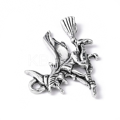 Tibetan Style Halloween Witch Alloy Pendants TIBEP-Q050-06AS-NR-1
