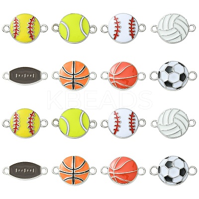 40Pcs 8 Styles Sports Theme Alloy Enamel Connector Charms ENAM-CJ0005-90-1