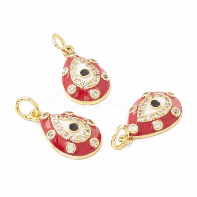 Rack Plating Brass Micro Pave Cubic Zirconia Pendants KK-H428-03G-1