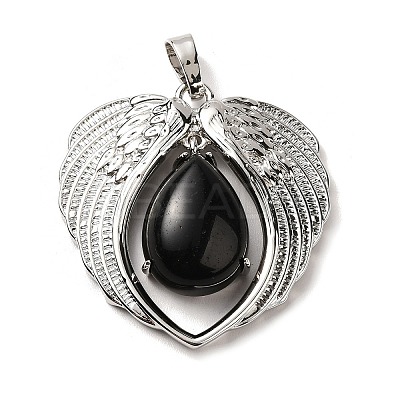 Natural Obsidian Teardrop Pendants KK-K331-02P-05-1