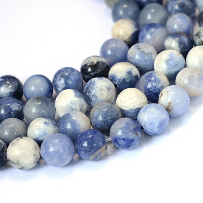 Natural Sodalite Round Bead Strands G-E334-6mm-08-1