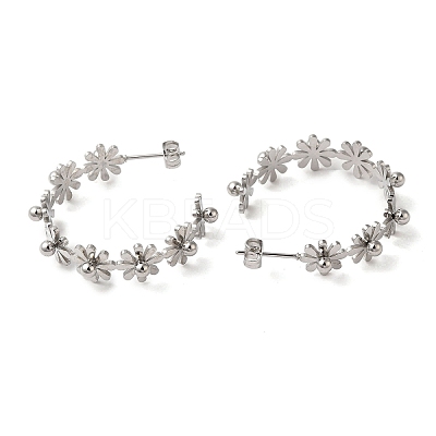 Non-Tarnish 304 Stainless Steel Flower Stud Earrings EJEW-K290-01P-1
