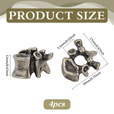 4Pcs Outdoor EDC Tool Brass Parachute Rope European Beads FIND-FG0003-74AS-1