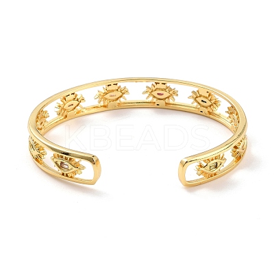 Evil Eye Hollow Carved Cuff Bangle BJEW-D448-03G-RS-1