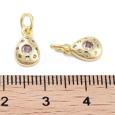 Brass Micro Pave Cubic Zirconia Charms KK-C051-02G-01-1