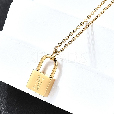 304 Stainless Steel Rolo Chain Pendant Necklaces NJEW-S444-01G-14-1