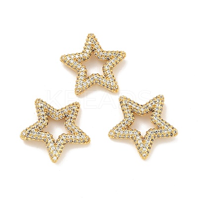 Rack Plating Brass Micro Pave Cubic Zirconia Linking Rings KK-D078-02G-02-1