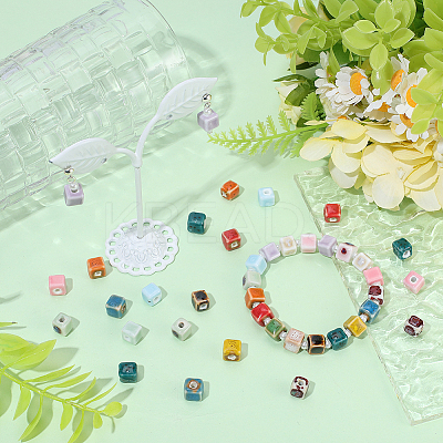 96Pcs 16 Colors Handmade Porcelain Ceramic Beads PORC-SC0001-52-1