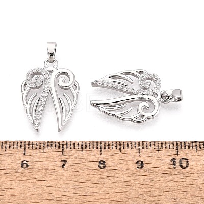 Brass Micro Pave Clear Cubic Zirconia Pendants KK-T075-82P-1