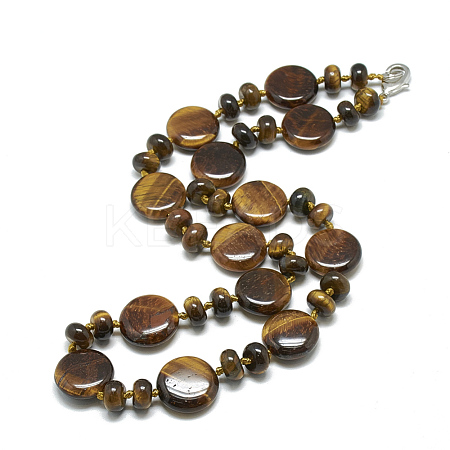 Natural Tiger Eye Beaded Necklaces NJEW-S393-14-1