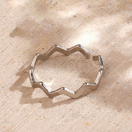 304 Stainless Steel Open Cuff Rings for Women LS-RJEW-K303-08P-1
