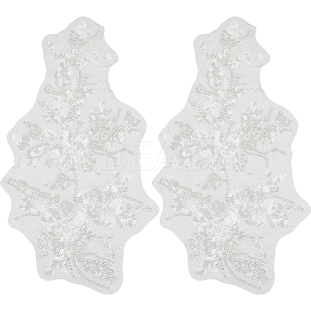 Flower Gauze & Sequin Embroidery Ornament Accessories DIY-WH0430-464B-1