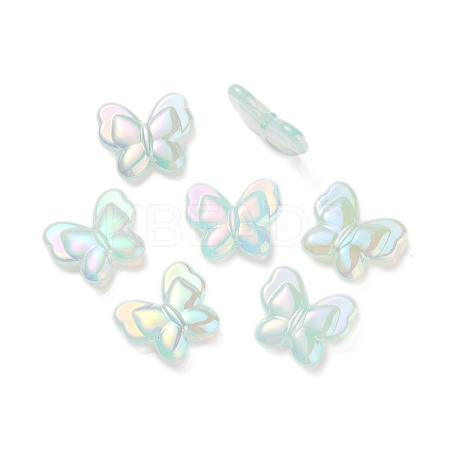 UV Plating Rainbow Iridescent Imitation Jelly Acrylic Beads OACR-K003-012A-1