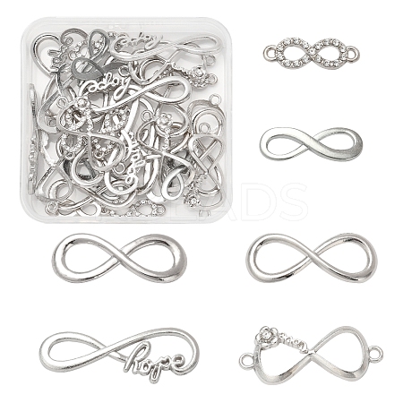 30Pcs 6 Styles Tibetan Style Alloy Infinity with Hope Connector Charms TIBE-FS0003-26-1