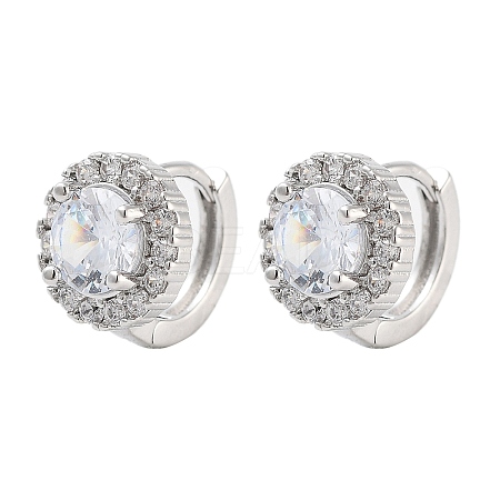 Rack Plating Flat Round Brass Hoop Earrings EJEW-N055-35P-RS-1