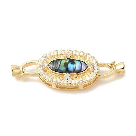 Brass Micro Pave Clear Cubic Zirconia Fold Over Clasps KK-K389-013G-1