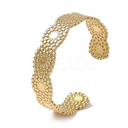 Ion Plating(IP) 304 Stainless Steel Cuff Bangles for Women BJEW-Z078-18G-1