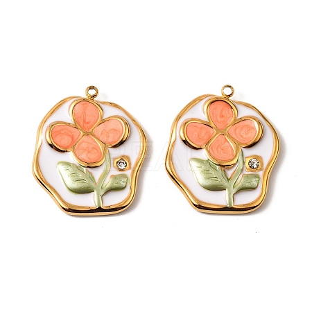 304 Stainless Steel Enamel Pendants STAS-Z145-08G-02-1