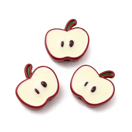 Apple Spray Painted Alloy Beads FIND-C075-02B-1