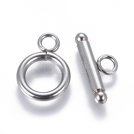Non-Tarnish 304 Stainless Steel Toggle Clasps STAS-F227-12A-P-1