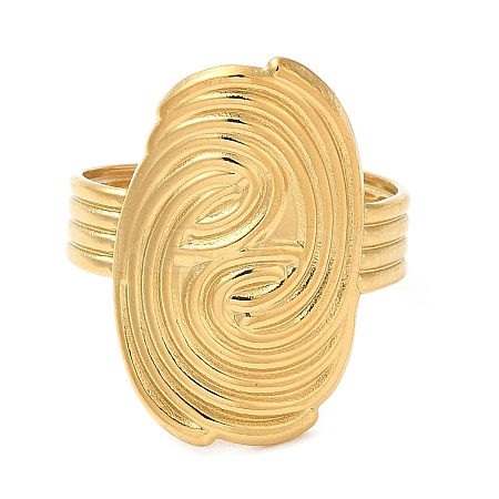 Ion Plating(IP) 304 Stainless Steel Vortex Open Cuff Ring for Women RJEW-M149-17G-1