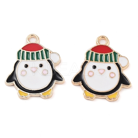 Christmas Theme Barrel Plating Alloy Enamel Pendants PALLOY-S192-01KCG-05-1