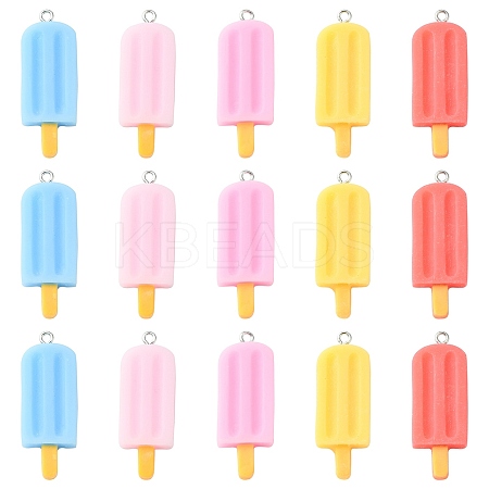 40Pcs 5 Colors Opaque Resin Pendants RESI-CJ0002-99-1