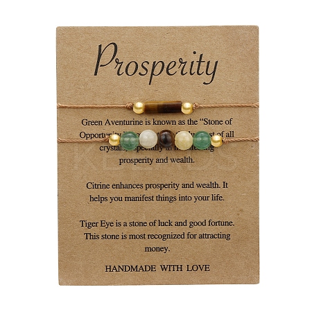 2Pcs 2 Styles Natural Green Aventurine and Natural Tiger Eye Braided Beads Bracelets for Women PW-WGF1037-01-1