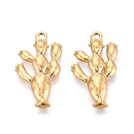 304 Stainless Steel Cactus Pendants STAS-T067-47G-1
