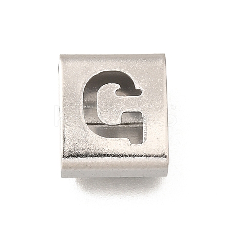 Letter Style 304 Stainless Steel Square Slide Charms STAS-L132-20G-1