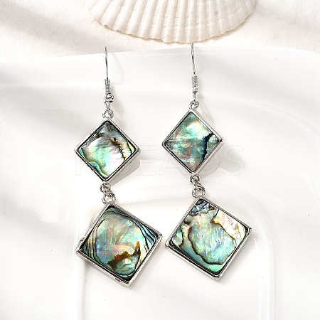 Brass Natural Abalone Shell Dangle Earrings EJEW-F388-01E-P-1