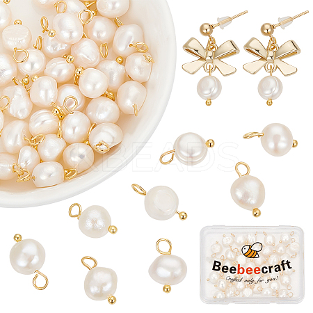 40Pcs Natural Cultured Freshwater Pearl Oval Charms PALLOY-BBC0001-03-1