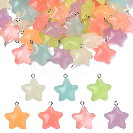 70Pcs 7 Colors Luminous Transparent Resin Pendants RESI-YW0004-47-1