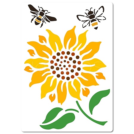 Bees Theme PET Plastic Hollow Out Drawing Painting Stencils Templates DIY-WH0284-019-1