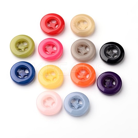 4-Hole Flat Round Dyed Resin Buttons BUTT-L003-M-1
